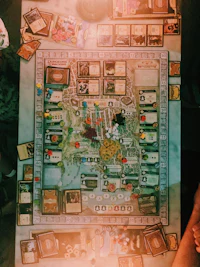 a group of people sitting around a table with a board game